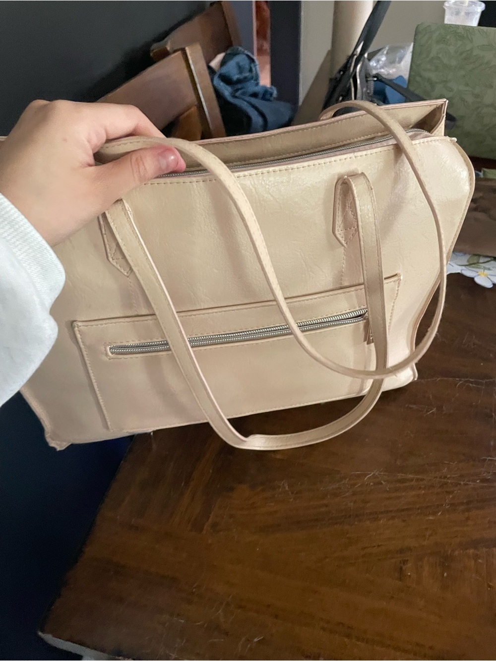 BEIS Blush Beige Leather Tote - Picture 4 of 5